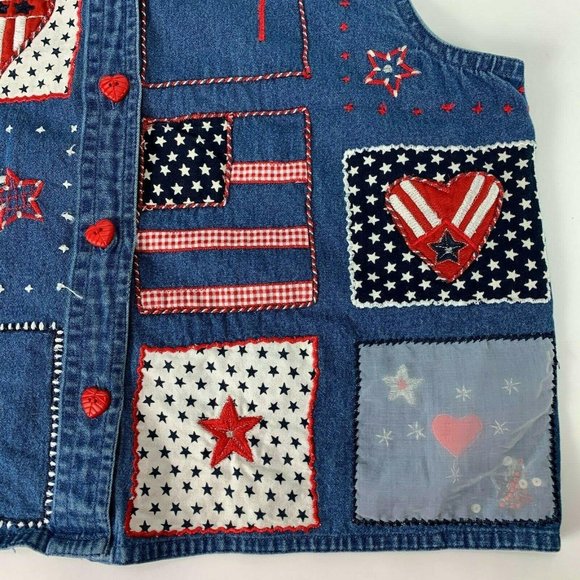 Carolina Blues Large USA Button Front Blouse Patri - Picture 8 of 9